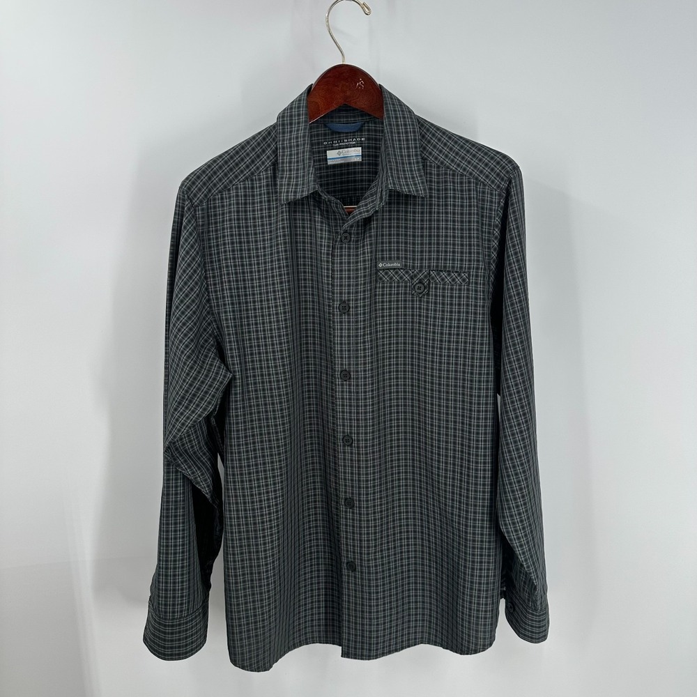 Columbia Sportswear Omni-Shade Sun‎ Protection Plaid Button-Up Shirt Gray Size S